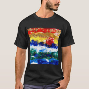 Regenbogen-Seelandschaft Abstrakte Landschaft Rot T-Shirt