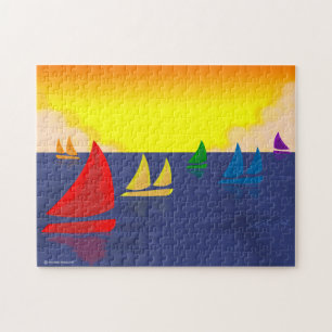 Regenbogen-Segelboot-Puzzlespiel Puzzle