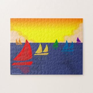 Regenbogen-Segelboot-Puzzlespiel Puzzle