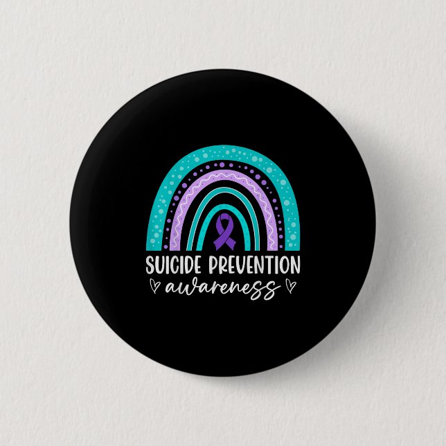 Regenbogen-Selbstmordpräventionsbewusstsein Türkis Button (Vorderseite)