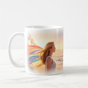 Regenbogen-Serenität von Sonnenuntergangs-Ozeanwel Kaffeetasse