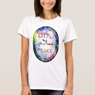 Regenbogen Shalom Salaam Frieden T-Shirt