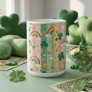 Regenbogen Shamrocks Irisches Pastell Glückliches  Kaffeetasse