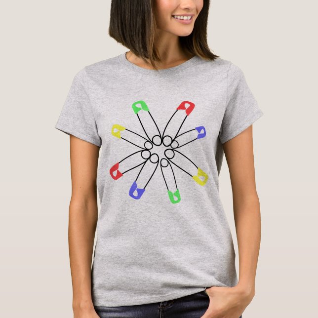 Regenbogen-Sicherheits-Button-solidarität T-Shirt (Vorderseite)