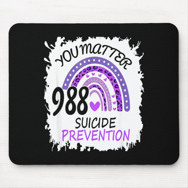 Regenbogen Sie 988 Prävention farbenfrohes Band  Mousepad (Vorne)