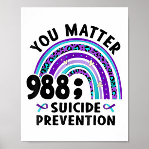 Regenbogen Sie 988 Suizidpräventionsbewusstsein Ri Poster
