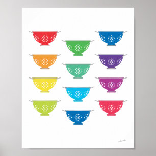 Regenbogen-Sieb Moderne farbenfrohe Küchenkunst Poster