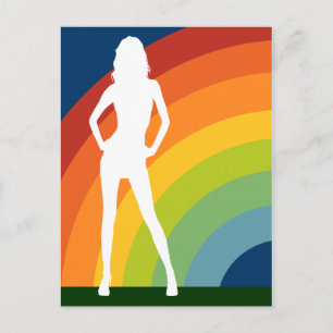 Regenbogen-Silhouette Frau Postkarte