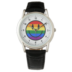 Regenbogen-Smiley Armbanduhr