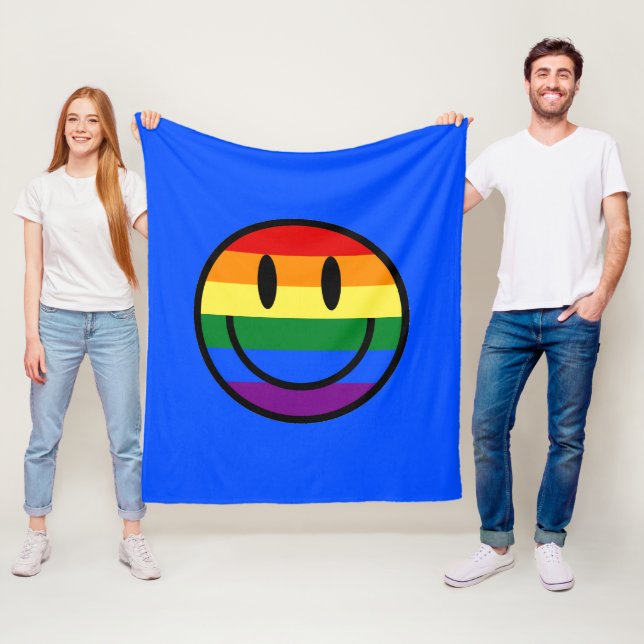 Regenbogen-Smiley Fleecedecke (Beispiel)