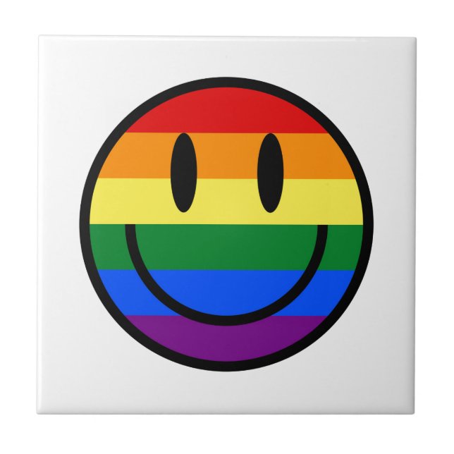 Regenbogen-Smiley Fliese (Vorderseite)