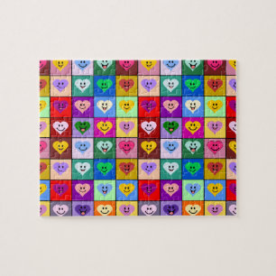 Regenbogen-smiley-Herzquadrate Puzzle
