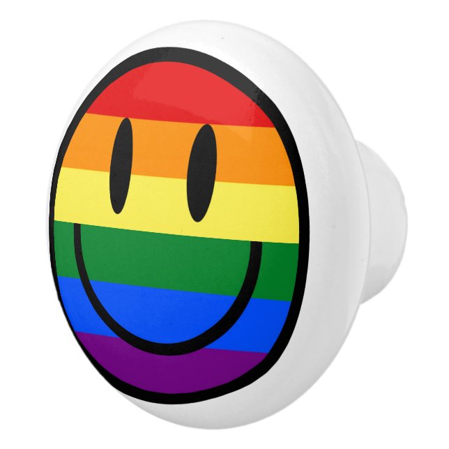 Regenbogen-Smiley Keramikknauf (Rechts)