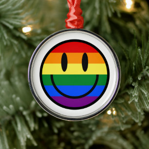 Regenbogen-Smiley Ornament Aus Metall