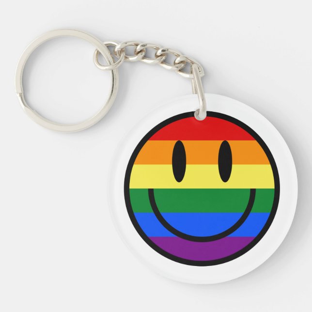 Regenbogen-Smiley Schlüsselanhänger (Vorderseite)