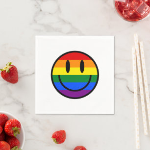 Regenbogen-Smiley Serviette