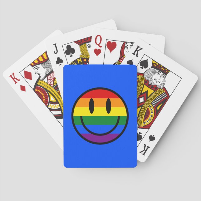 Regenbogen-Smiley Spielkarten (Rückseite)