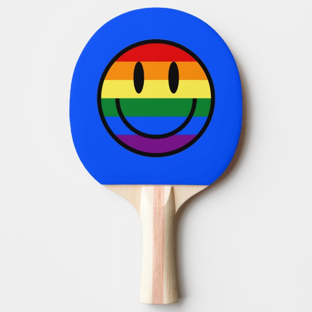Regenbogen-Smiley Tischtennis Schläger (Vorderseite)