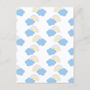 Regenbogen Sommer Wolken Pastell Kritzel Doodle Postkarte