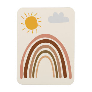 Regenbogen-Sonne-Wolke, Kinderzeichnung, Boho-Abst Magnet
