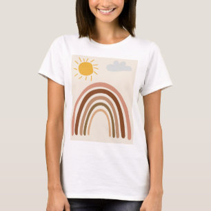 Regenbogen-Sonne-Wolke, Kinderzeichnung, Boho-Abst T-Shirt