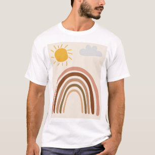 Regenbogen-Sonne-Wolke, Kinderzeichnung, Boho-Abst T-Shirt