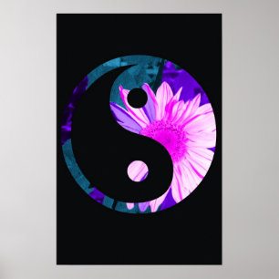 Regenbogen-Sonnenblume Yin Yang Poster