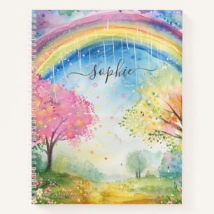 Regenbogen Sonnenschein und Regen Individuelle Nam Notizbuch