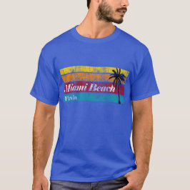 Regenbogen-Sonnenuntergang Vintages Miami Beach T-Shirt
