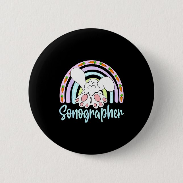 Regenbogen-Sonograf-Bunny-Oster-Sonografie-Ultrasc Button (Vorderseite)