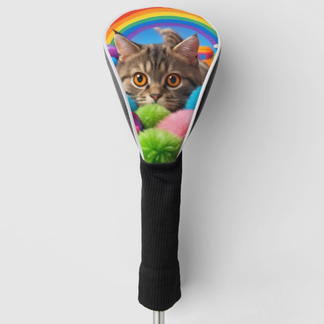 Regenbogen-Spielzeit-Kätzchen entzückende getigert Golf Headcover (Vorderseite)