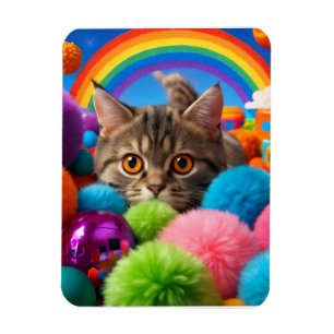 Regenbogen-Spielzeit-Kätzchen-Zauberhafte getigert Magnet