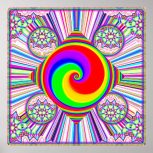 Regenbogen-Spiral-Diamant Poster