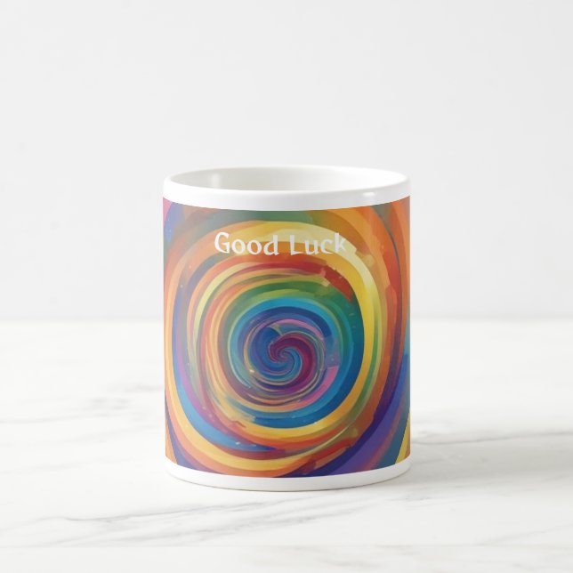 Regenbogen-Spirale des Glücks Viel Glück Kaffeetasse (Mittel)