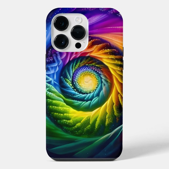 Regenbogen-Spirale nach außen iPhone Hülle (Rückseite)