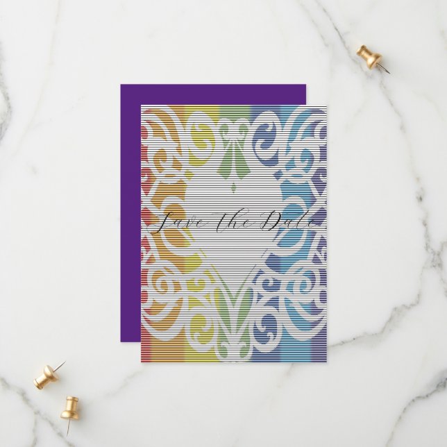 Regenbogen Spitzen Herz speichern Daten Save The Date (Vorderseite/Rückseite Beispiel)