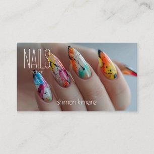 Regenbogen-Splatter-Nageldesign-Manicuristin Treue Visitenkarte