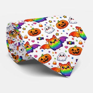 🌈🦇 Regenbogen-Spooky-Süße-Party Krawatte