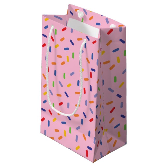 Regenbogen-Sprinklen farbenfrohe Confetti-Light Kleine Geschenktüte (Vorderseite Schrägansicht)