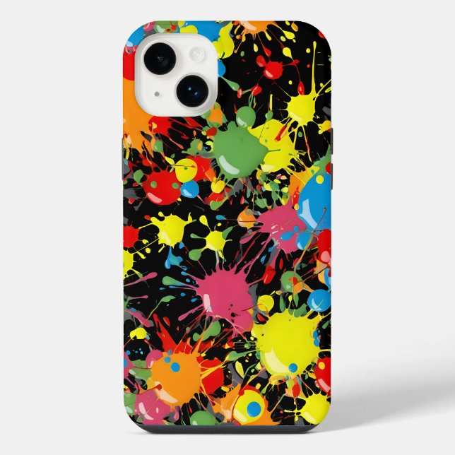 Regenbogen-Spritzer-Farbtropfen PD iPhone Hülle (Rückseite)