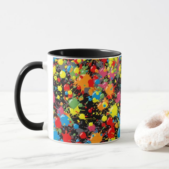 Regenbogen-Spritzer-Farbtropfen PD Tasse (Mit Donut)