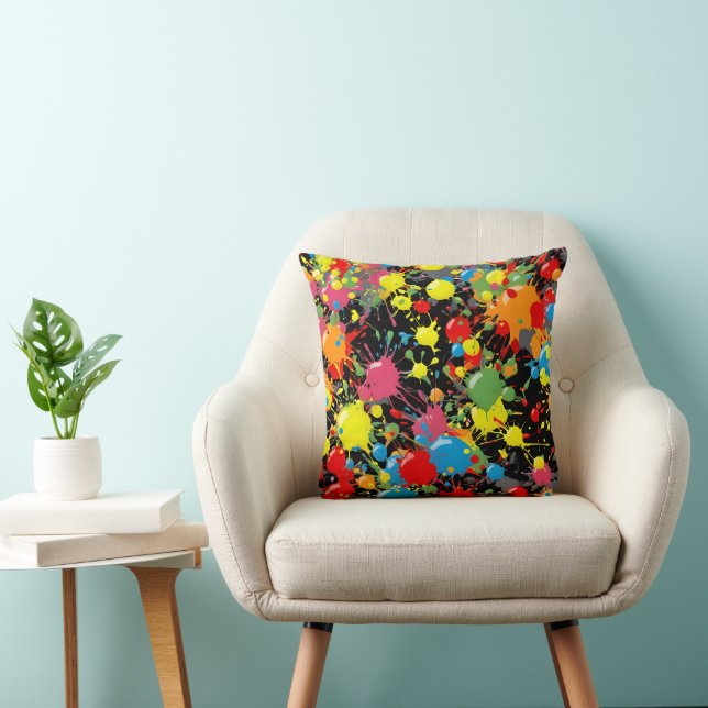 Regenbogen-Spritzfarbtropfen-Musterdesign Kissen (Stuhl )