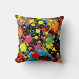 Regenbogen-Spritzfarbtropfen-Musterdesign Kissen