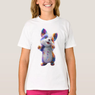 Regenbogen-Spritzkunst Künstlerischer Welpe Corgi T-Shirt