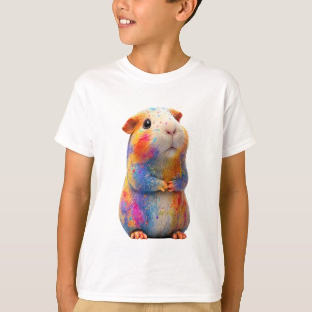 Regenbogen-Spritzlackierte Hamster-Kinder T-Shirt (Vorderseite)