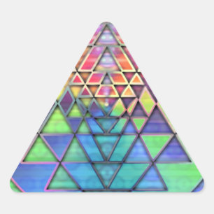 Regenbogen Sri Yantra für Liebe u. Reichtum Dreieckiger Aufkleber