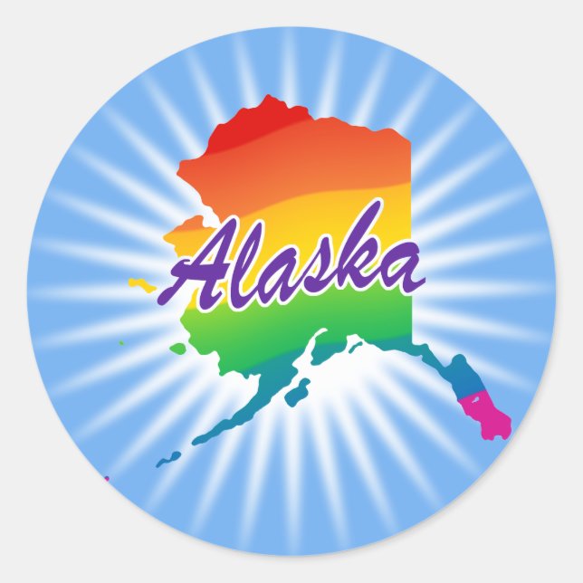 Regenbogen-Staat von Alaska Runder Aufkleber (Vorderseite)