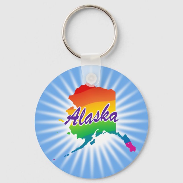Regenbogen-Staat von Alaska Schlüsselanhänger (Vorderseite)