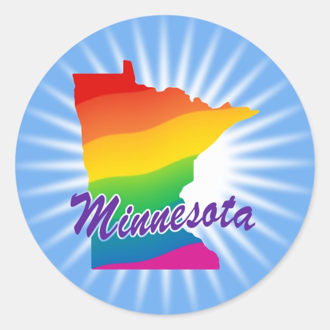 Regenbogen-Staat von Minnesota Runder Aufkleber (Vorderseite)