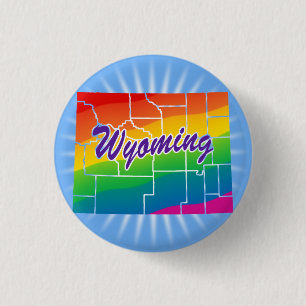Regenbogen-Staat Wyoming Button